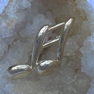 Sterling Silver Musical Note Brooch Pin